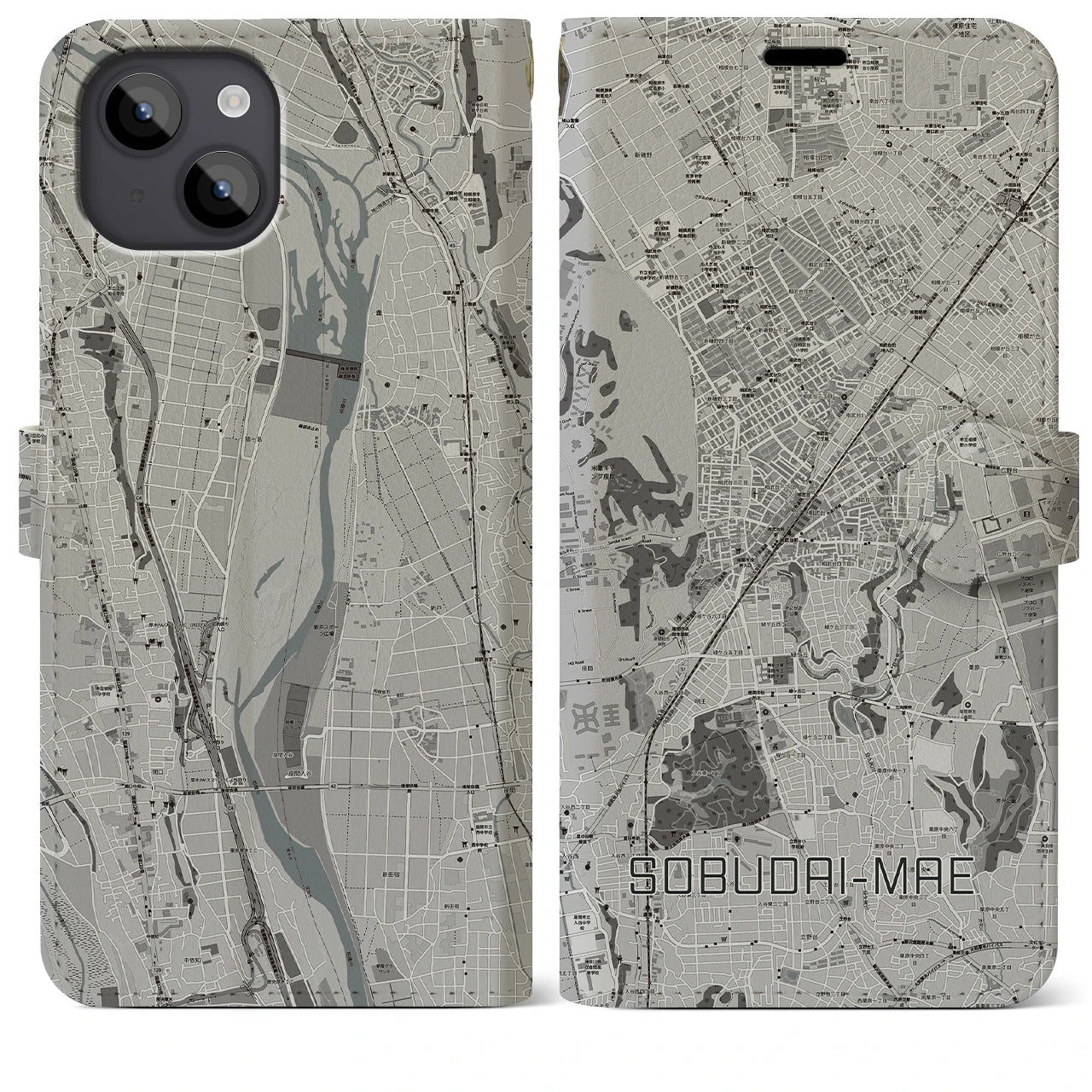 【相武台前(神奈川県)】地図柄iPhoneケース(手帳タイプ)