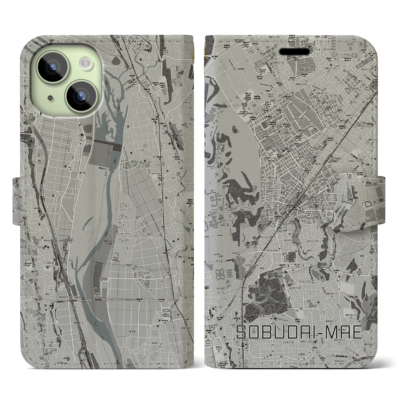 【相武台前(神奈川県)】地図柄iPhoneケース(手帳タイプ)