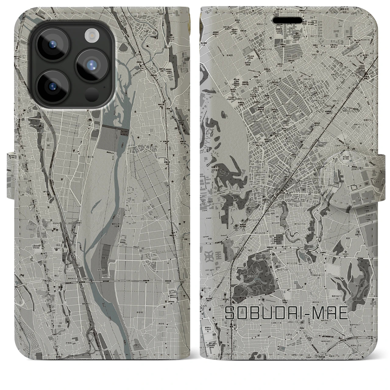 【相武台前(神奈川県)】地図柄iPhoneケース(手帳タイプ)