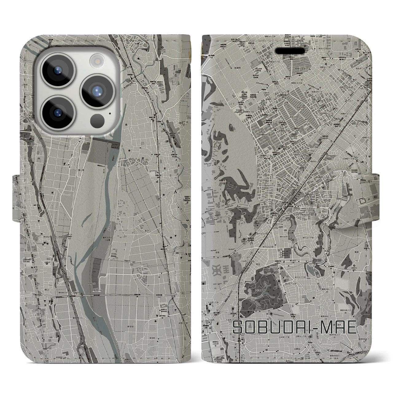 【相武台前(神奈川県)】地図柄iPhoneケース(手帳タイプ)