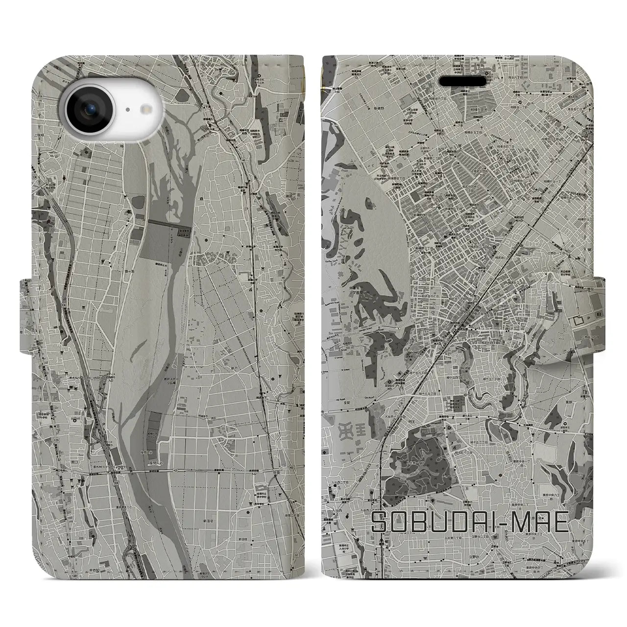 【相武台前(神奈川県)】地図柄iPhoneケース(手帳タイプ)