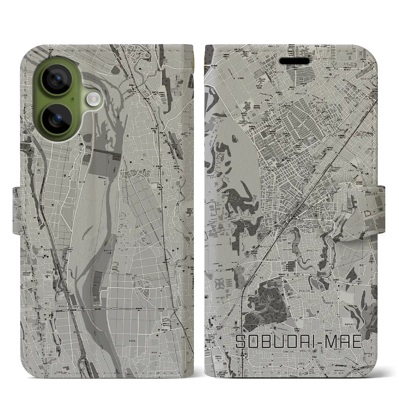 【相武台前(神奈川県)】地図柄iPhoneケース(手帳タイプ)