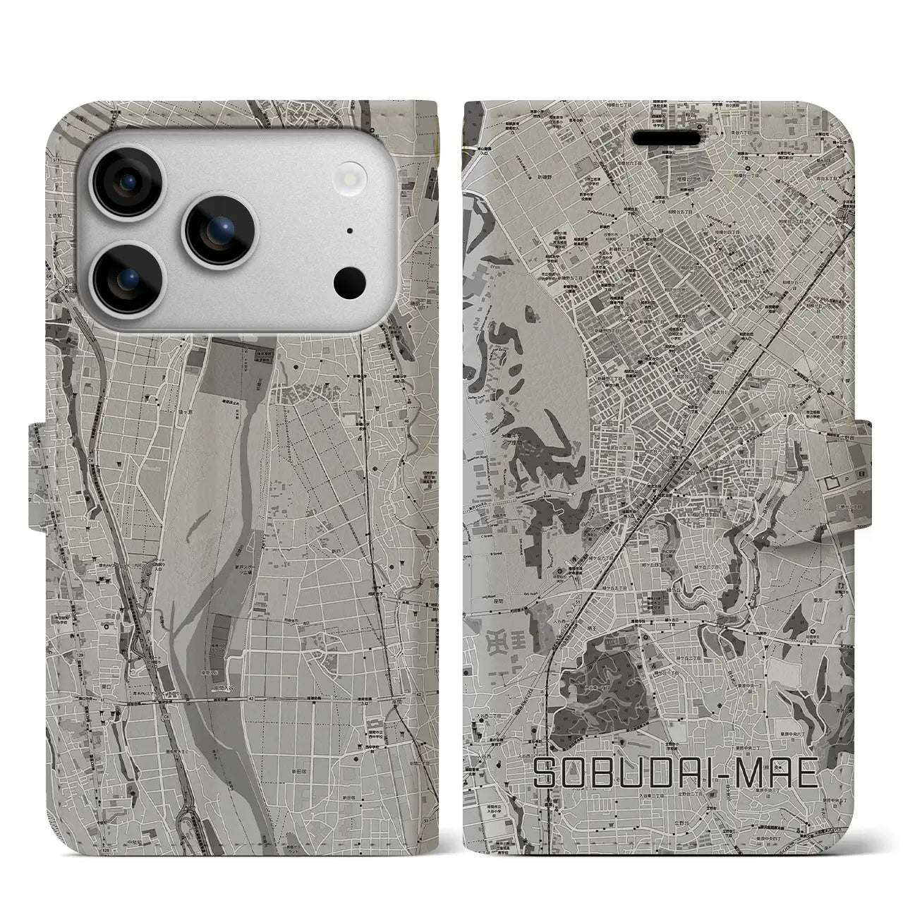 【相武台前(神奈川県)】地図柄iPhoneケース(手帳タイプ)