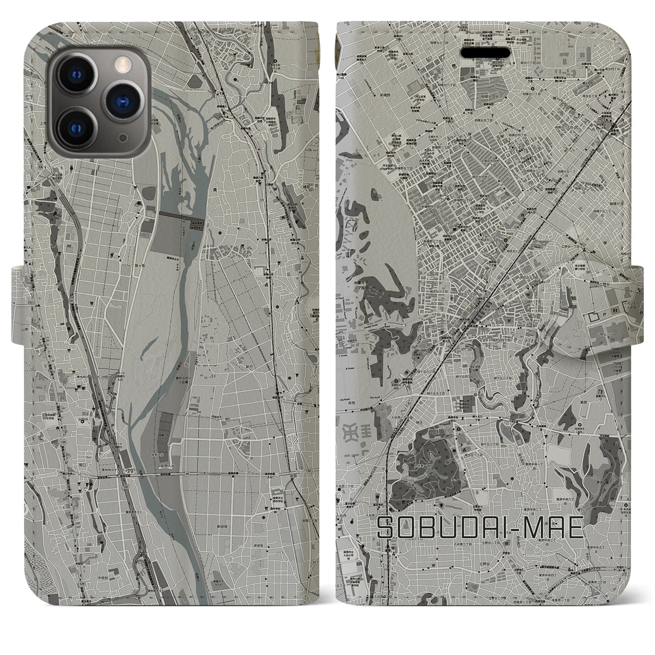 【相武台前(神奈川県)】地図柄iPhoneケース(手帳タイプ)