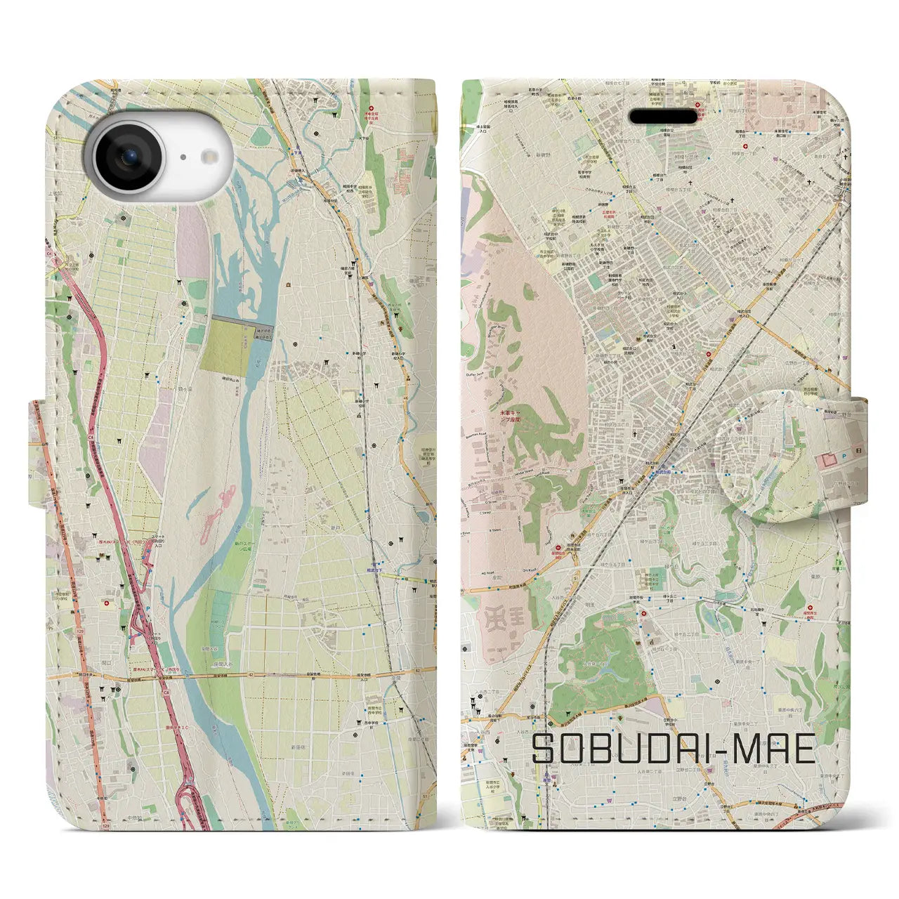 【相武台前(神奈川県)】地図柄iPhoneケース(手帳タイプ)