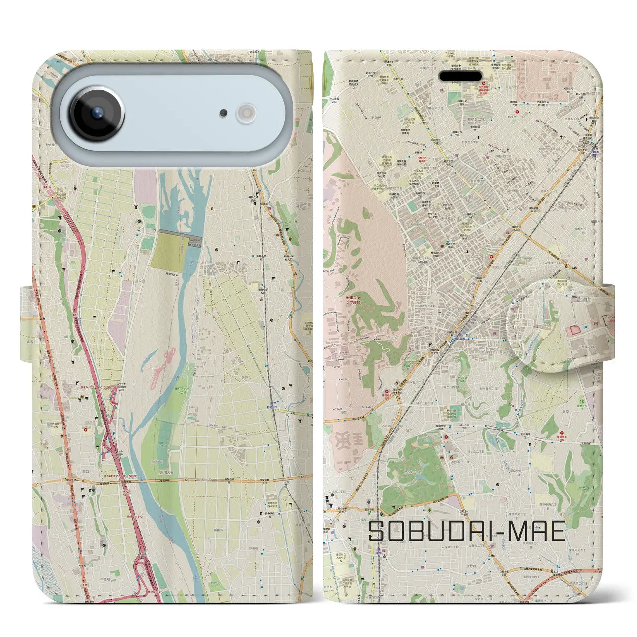 【相武台前(神奈川県)】地図柄iPhoneケース(手帳タイプ)