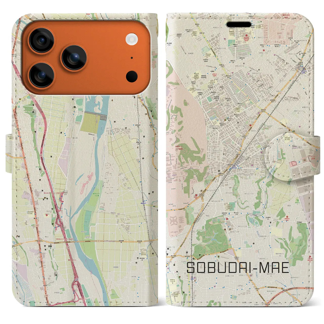 【相武台前(神奈川県)】地図柄iPhoneケース(手帳タイプ)