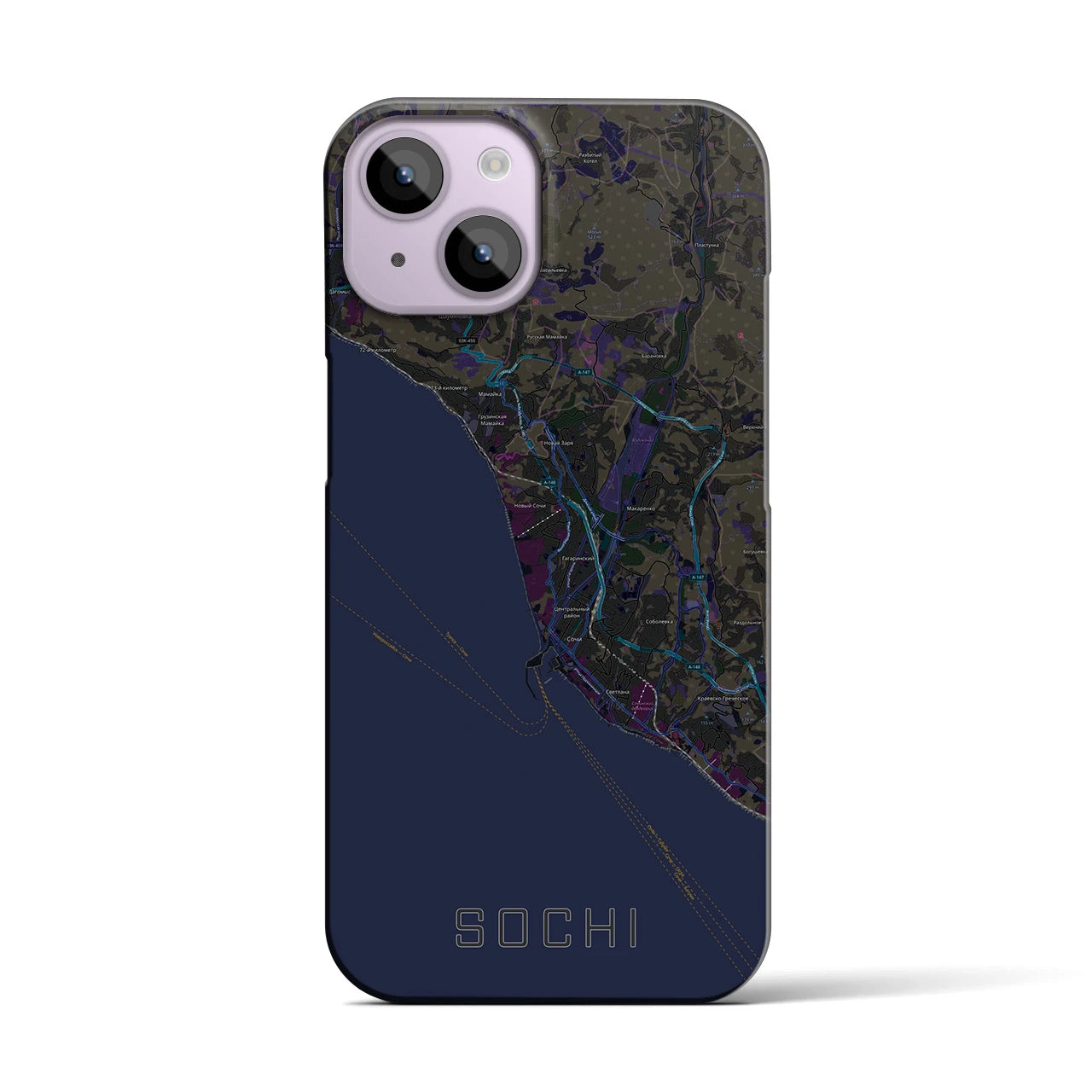 【ソチ(ロシア)】地図柄iPhoneケース(バックカバータイプ)