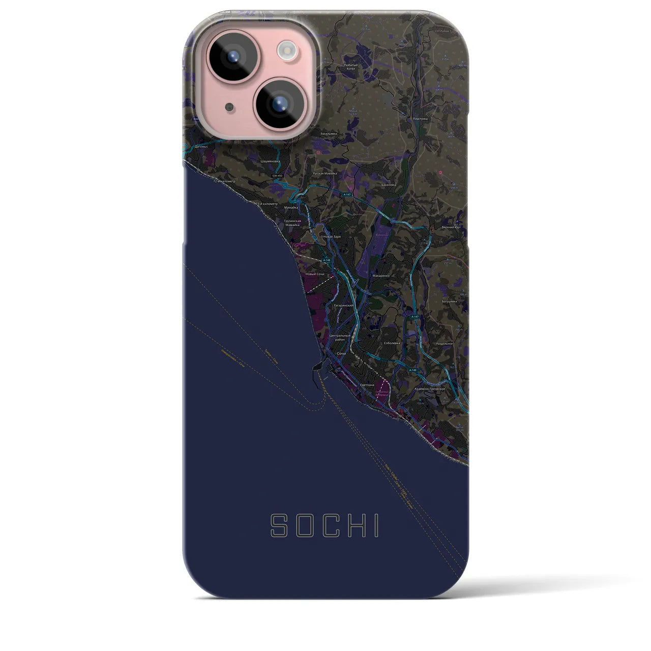 【ソチ(ロシア)】地図柄iPhoneケース(バックカバータイプ)