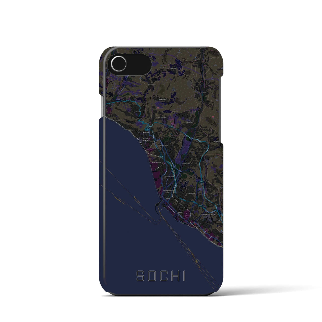 【ソチ(ロシア)】地図柄iPhoneケース(バックカバータイプ)