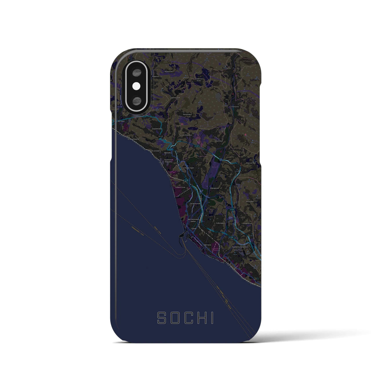 【ソチ(ロシア)】地図柄iPhoneケース(バックカバータイプ)