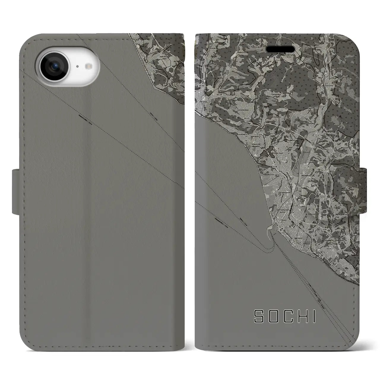 【ソチ(ロシア)】地図柄iPhoneケース(手帳タイプ)