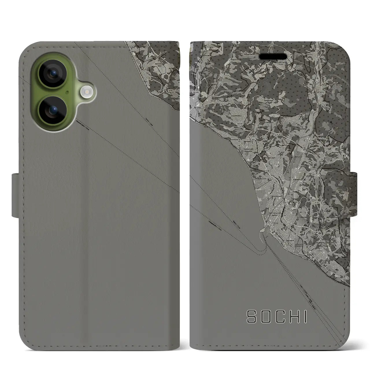 【ソチ(ロシア)】地図柄iPhoneケース(手帳タイプ)