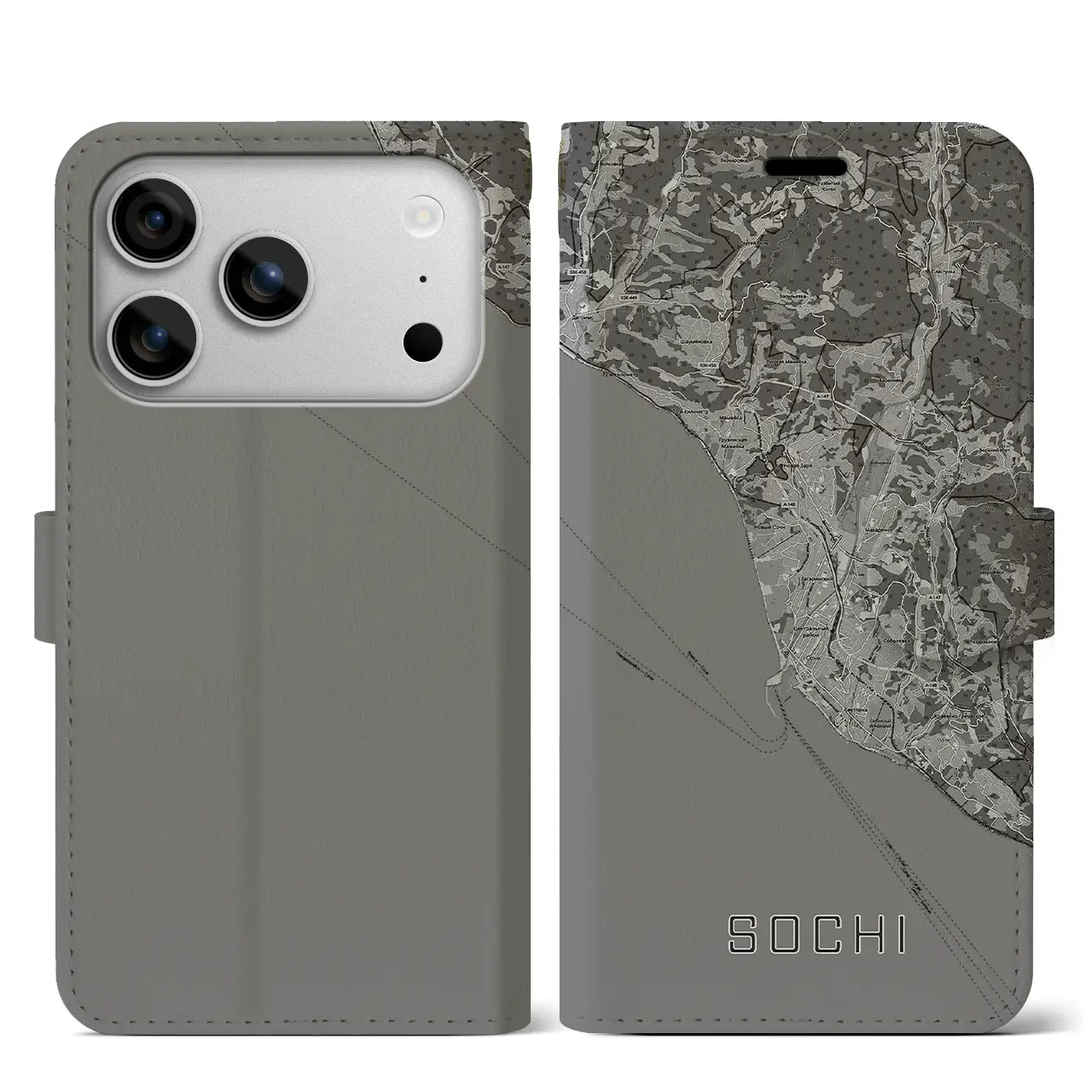 【ソチ(ロシア)】地図柄iPhoneケース(手帳タイプ)