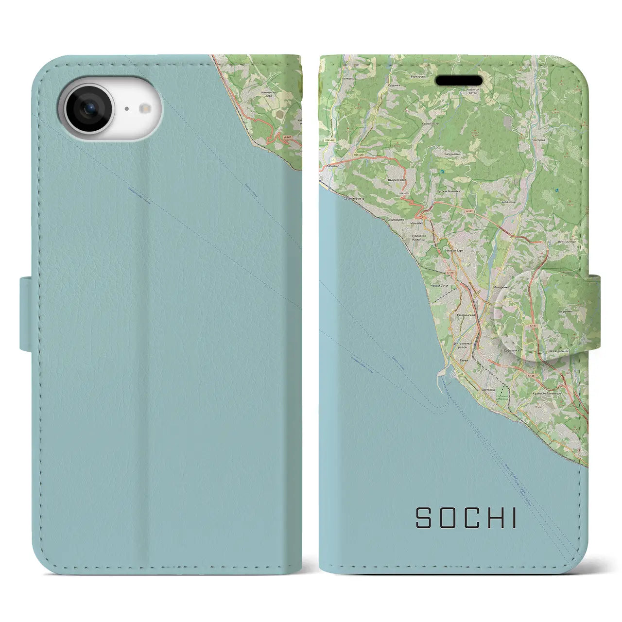 【ソチ(ロシア)】地図柄iPhoneケース(手帳タイプ)