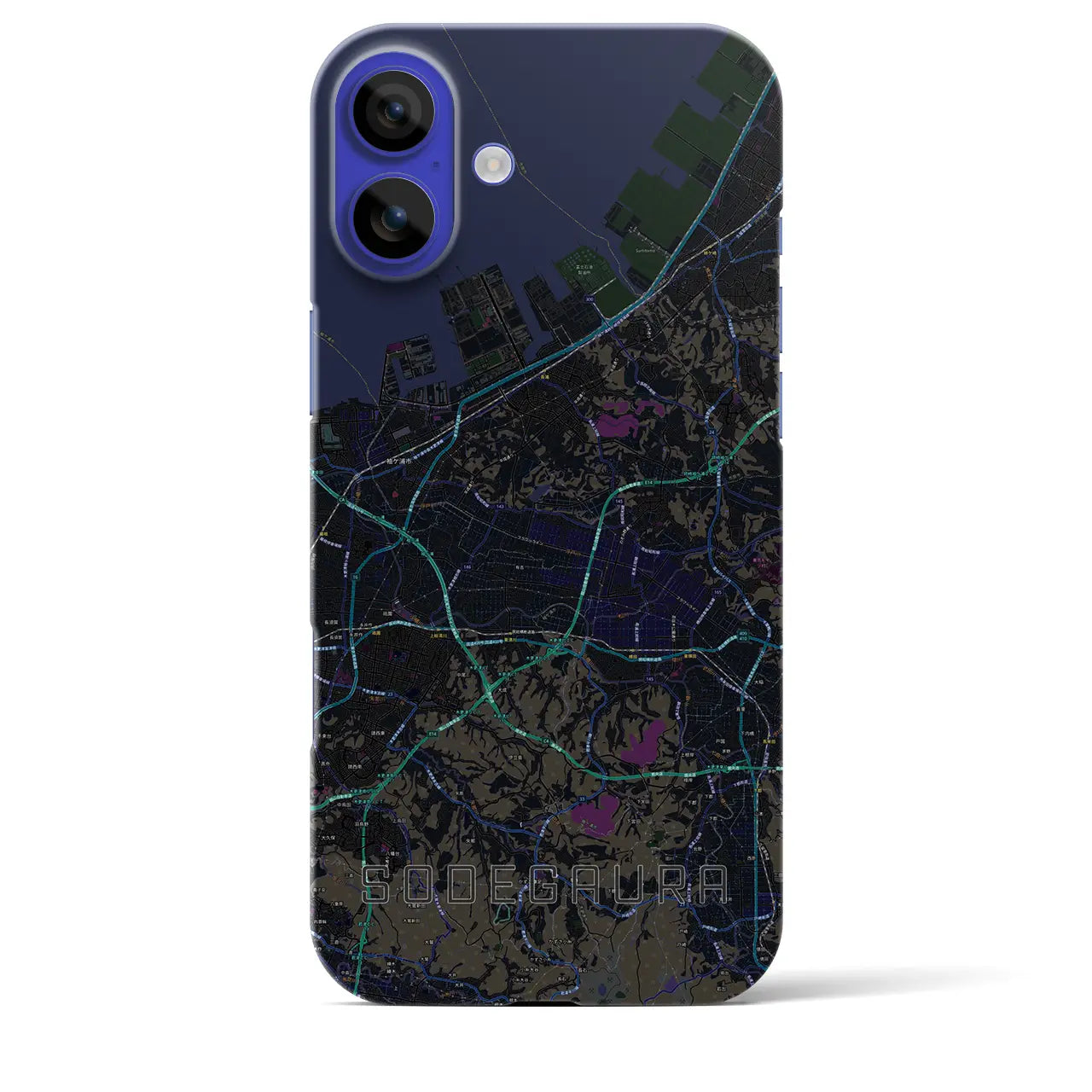 【袖ケ浦(千葉県)】地図柄iPhoneケース(バックカバータイプ)