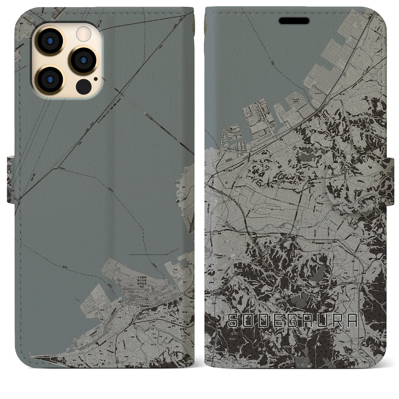 【袖ケ浦(千葉県)】地図柄iPhoneケース(手帳タイプ)