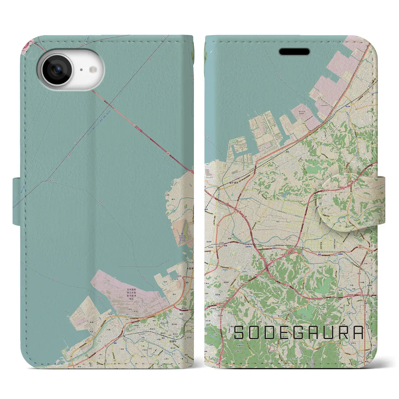 【袖ケ浦(千葉県)】地図柄iPhoneケース(手帳タイプ)