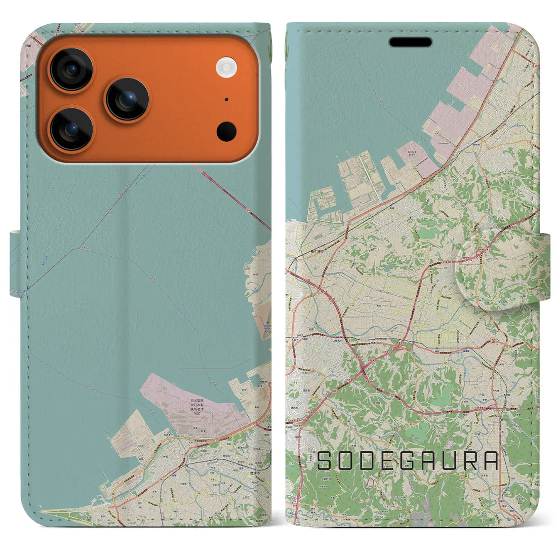 【袖ケ浦(千葉県)】地図柄iPhoneケース(手帳タイプ)ナチュラル・iPhone 17 Pro Max 用