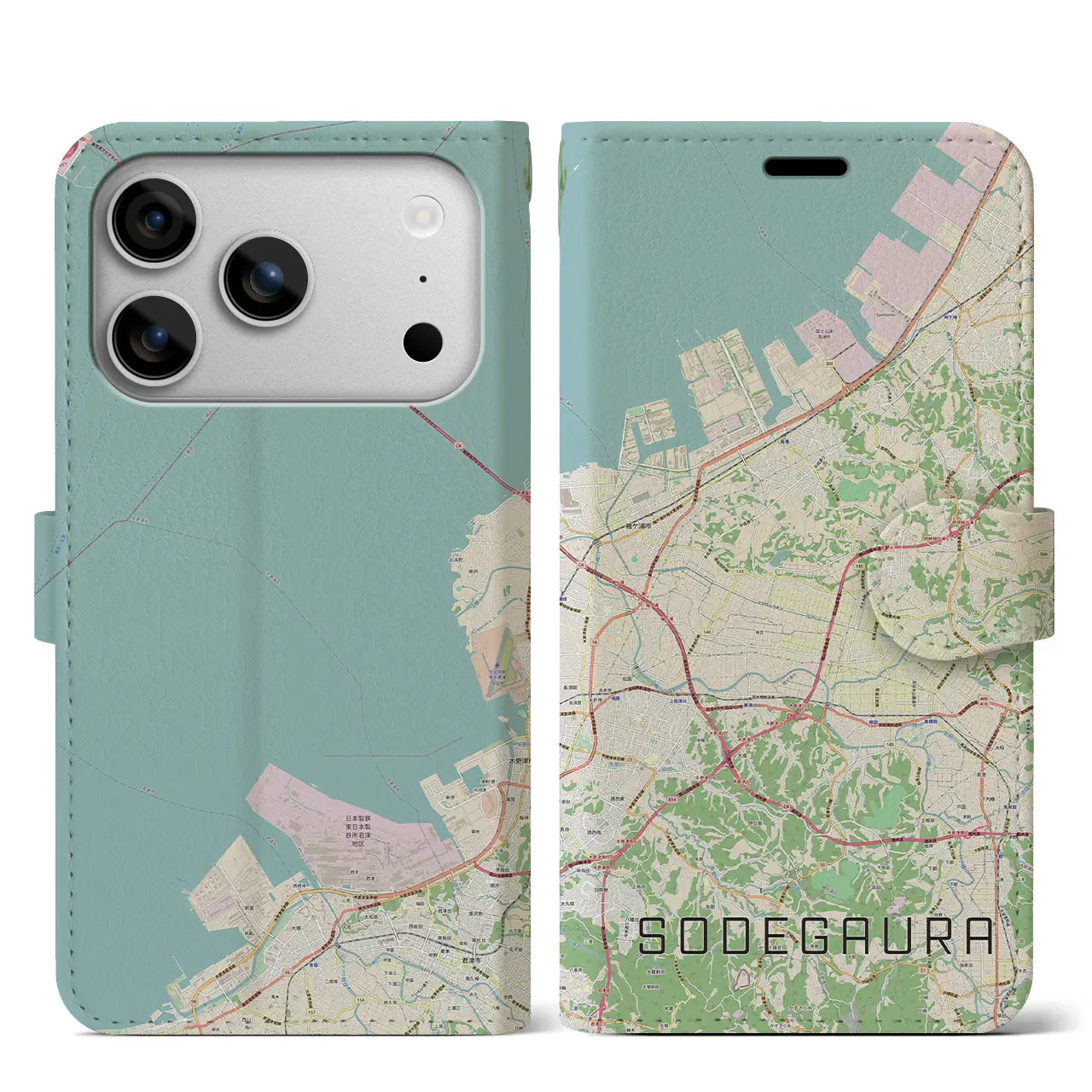 【袖ケ浦(千葉県)】地図柄iPhoneケース(手帳タイプ)