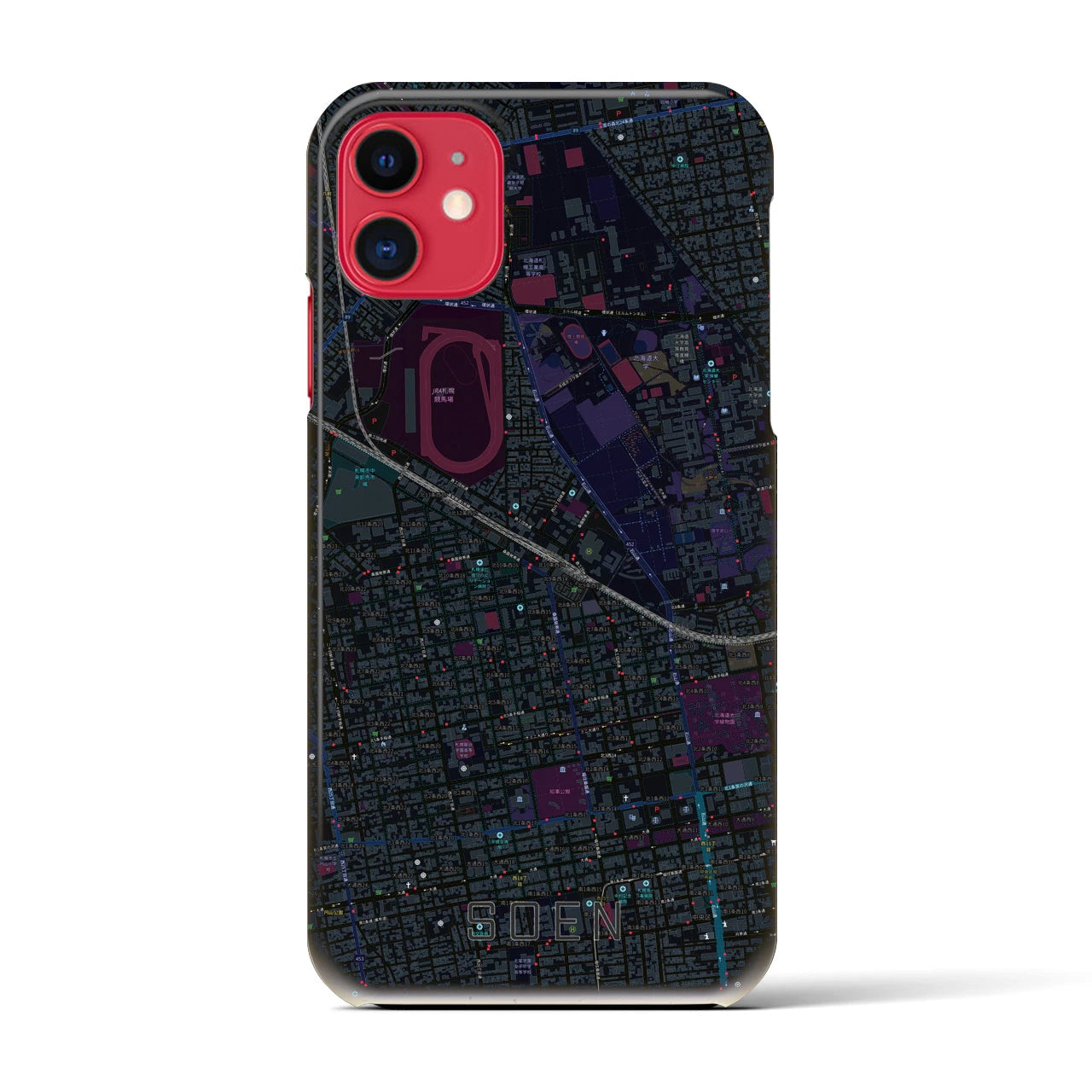 【桑園(北海道)】地図柄iPhoneケース(バックカバータイプ)