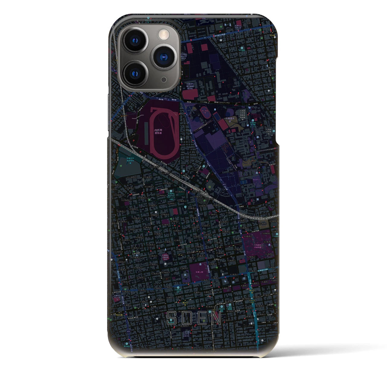 【桑園(北海道)】地図柄iPhoneケース(バックカバータイプ)