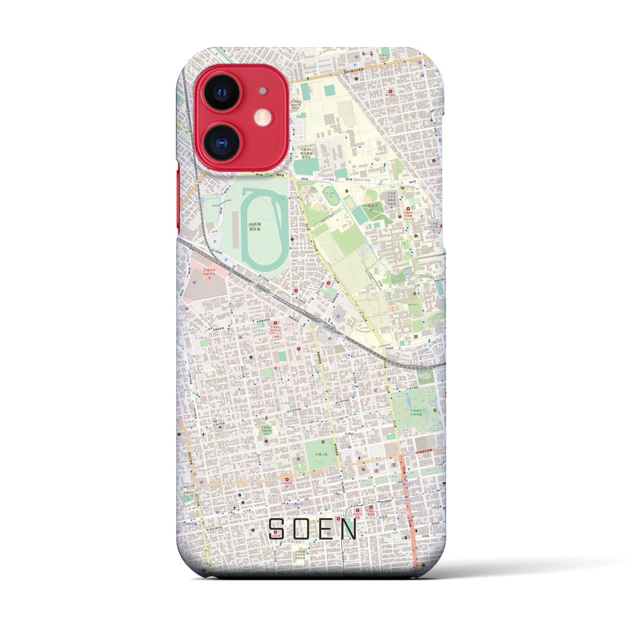 【桑園(北海道)】地図柄iPhoneケース(バックカバータイプ)
