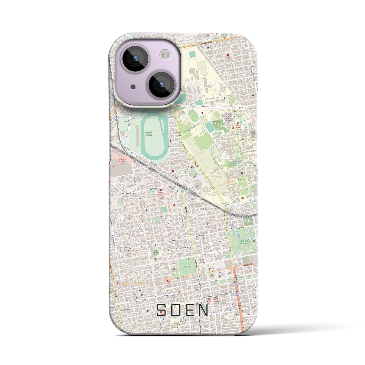 【桑園(北海道)】地図柄iPhoneケース(バックカバータイプ)