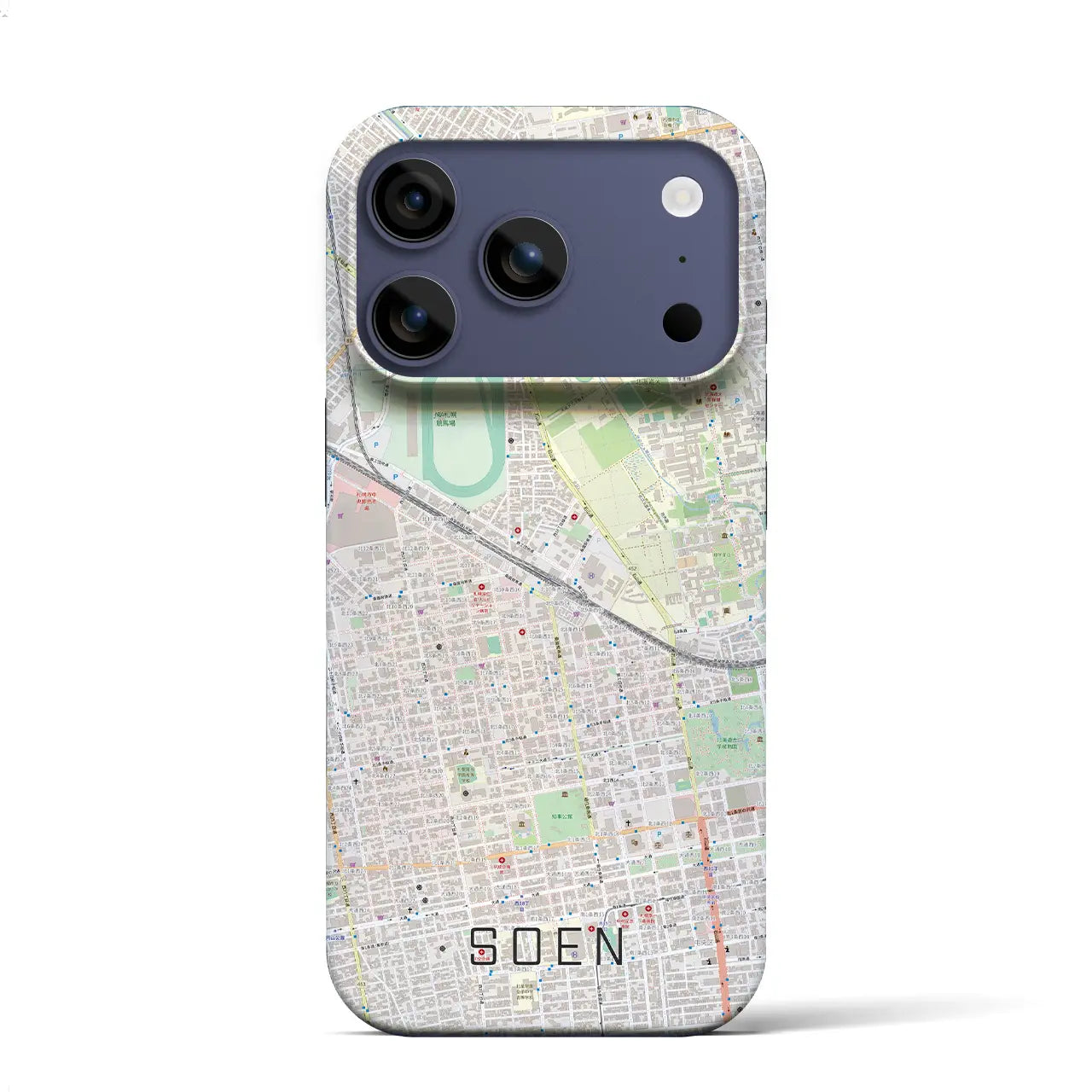 【桑園(北海道)】地図柄iPhoneケース(バックカバータイプ)ブラック・iPhone 17 Pro Max 用