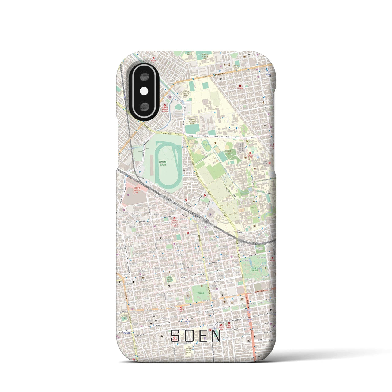 【桑園(北海道)】地図柄iPhoneケース(バックカバータイプ)