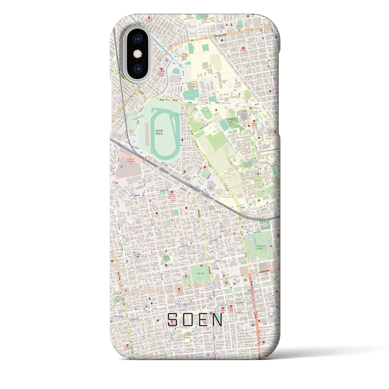 【桑園(北海道)】地図柄iPhoneケース(バックカバータイプ)