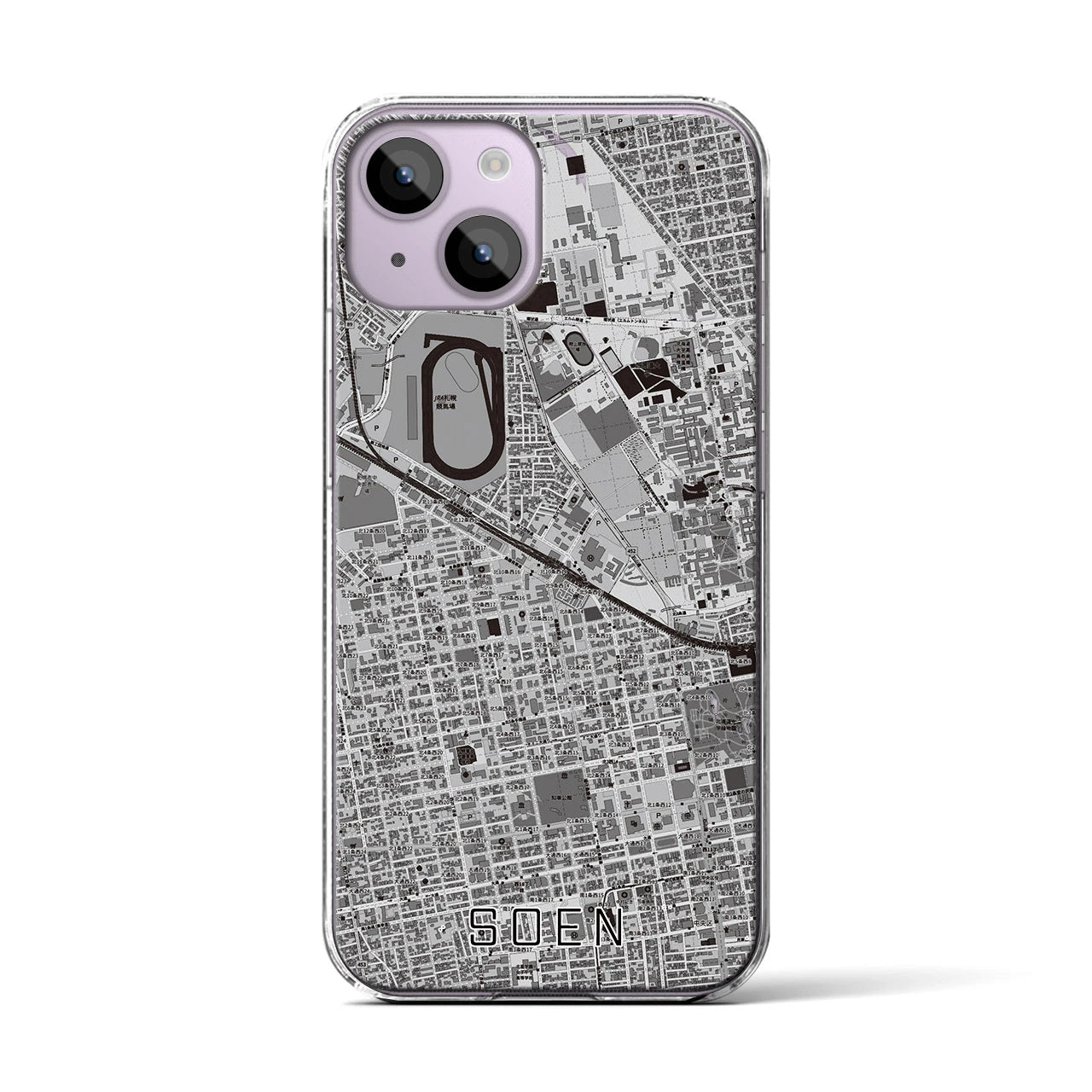 【桑園(北海道)】地図柄iPhoneケース(クリアタイプ)