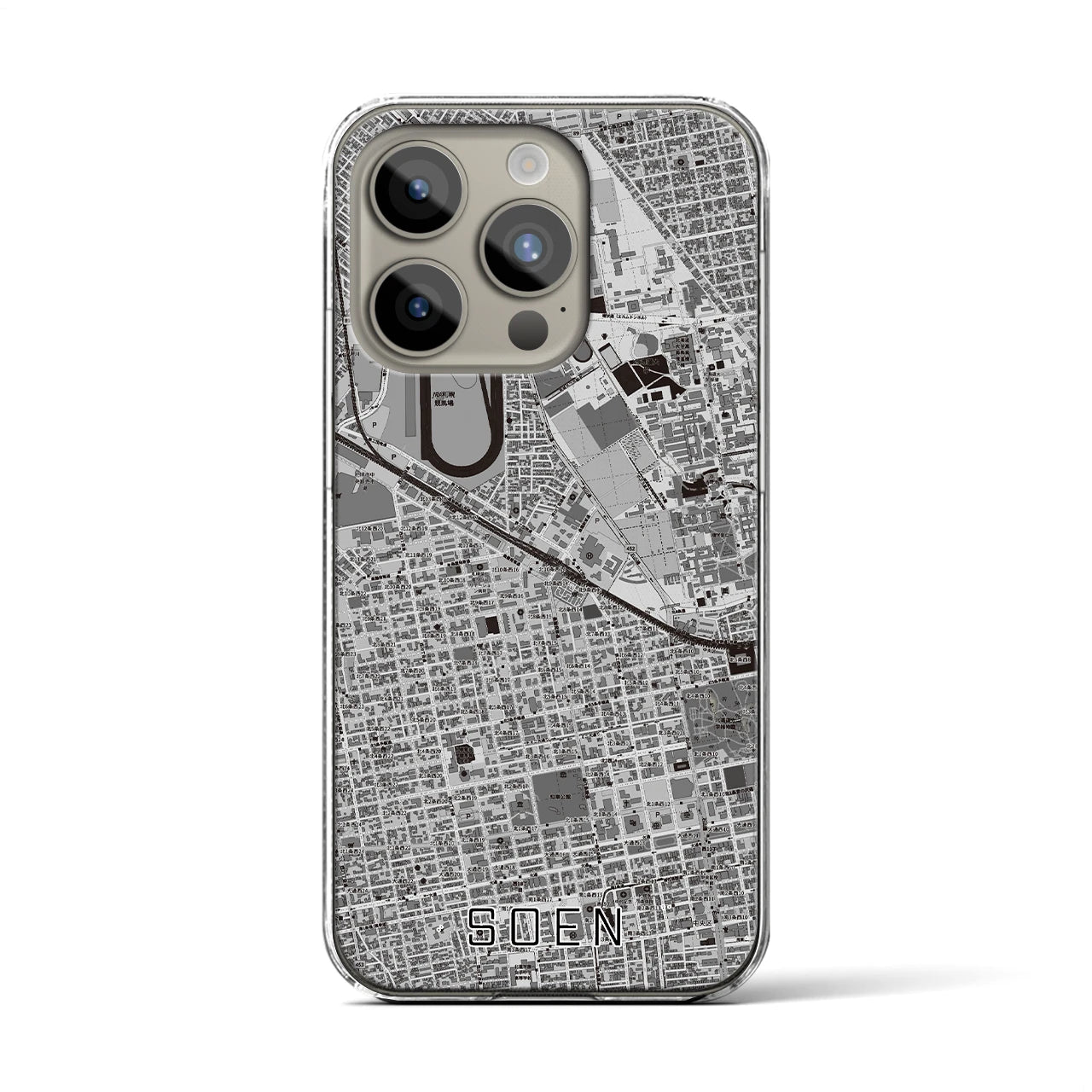 【桑園(北海道)】地図柄iPhoneケース(クリアタイプ)