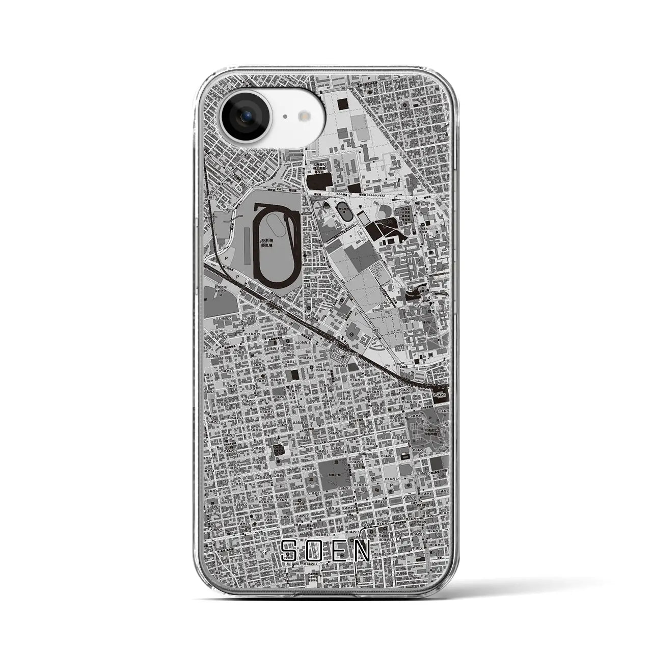 【桑園(北海道)】地図柄iPhoneケース(クリアタイプ)