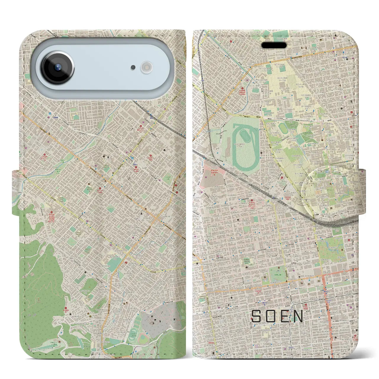 【桑園(北海道)】地図柄iPhoneケース(手帳タイプ)