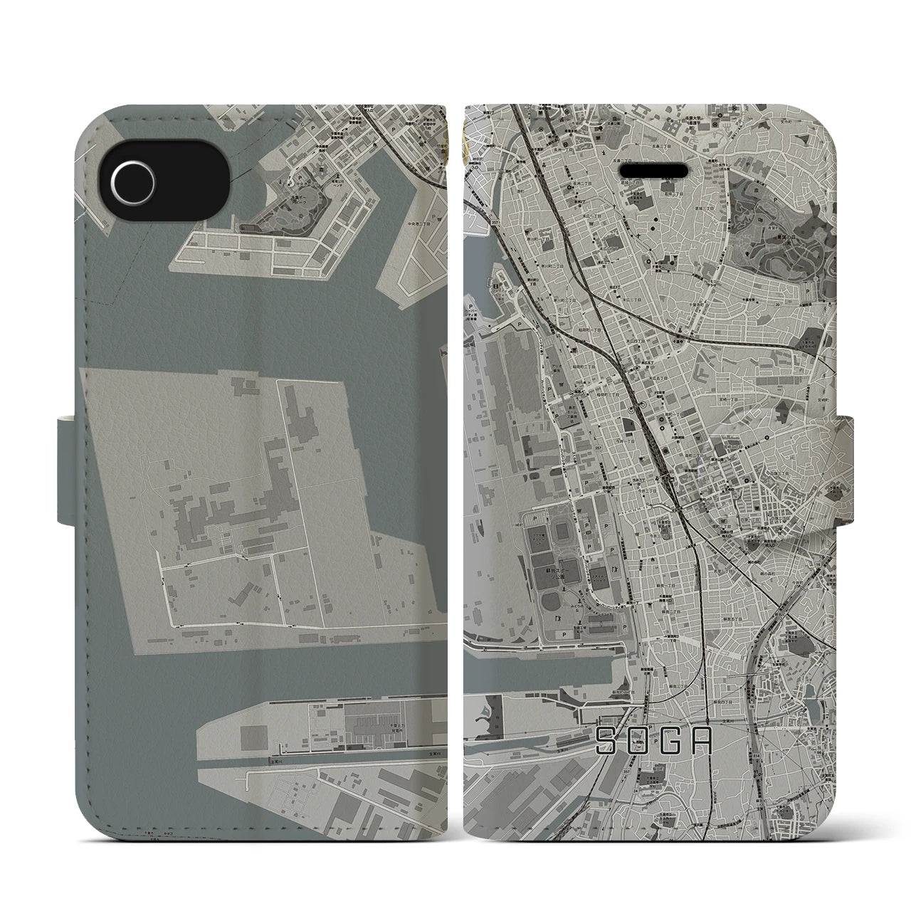 【蘇我(千葉県)】地図柄iPhoneケース(手帳タイプ)