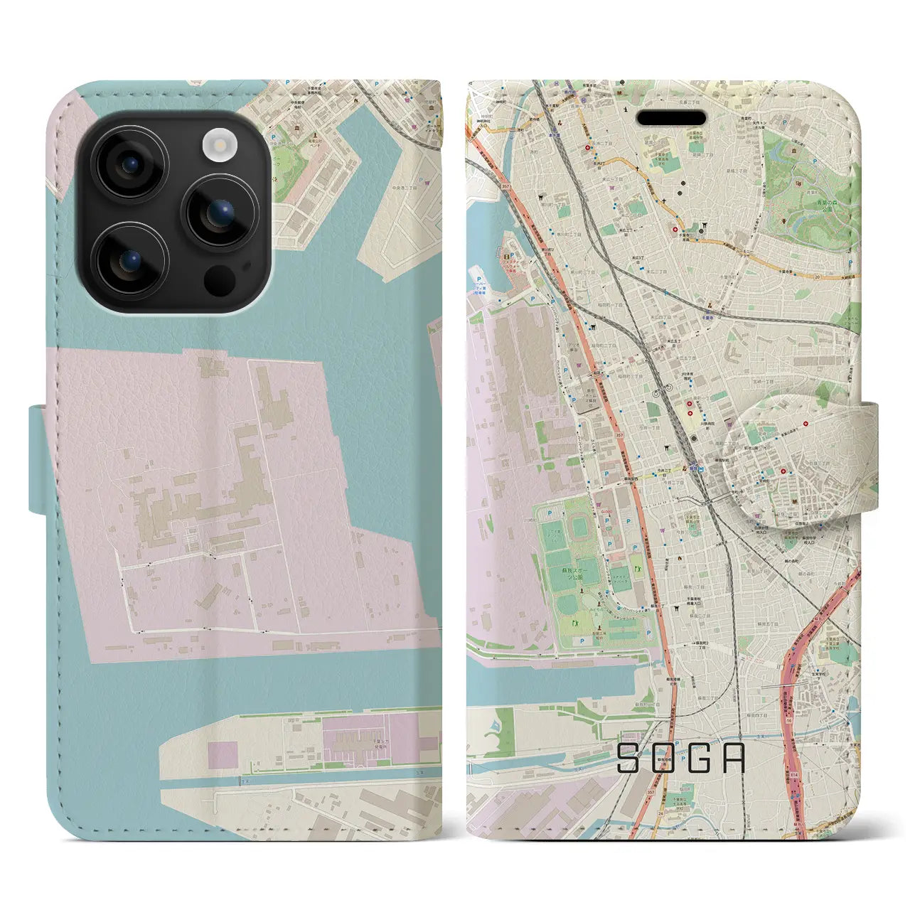 【蘇我(千葉県)】地図柄iPhoneケース(手帳タイプ)ナチュラル・iPhone 16 用