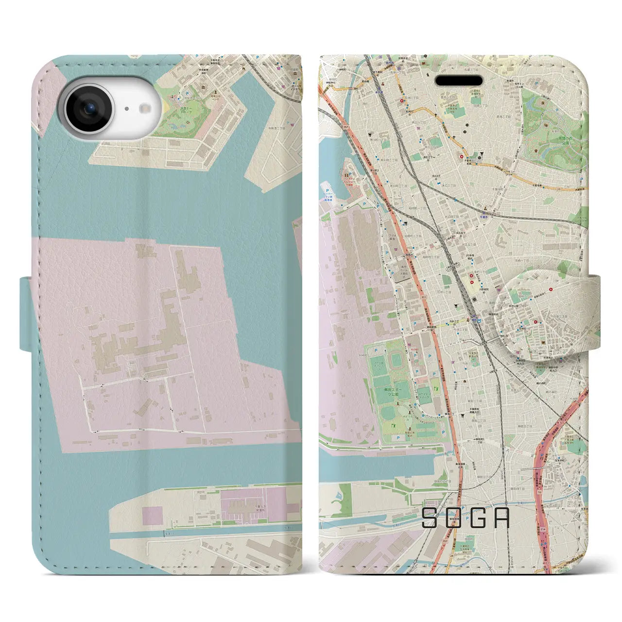 【蘇我(千葉県)】地図柄iPhoneケース(手帳タイプ)