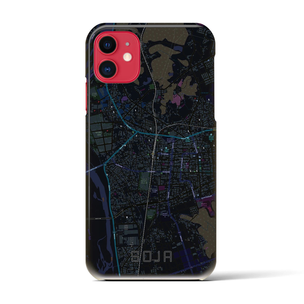 【総社(岡山県)】地図柄iPhoneケース(バックカバータイプ)