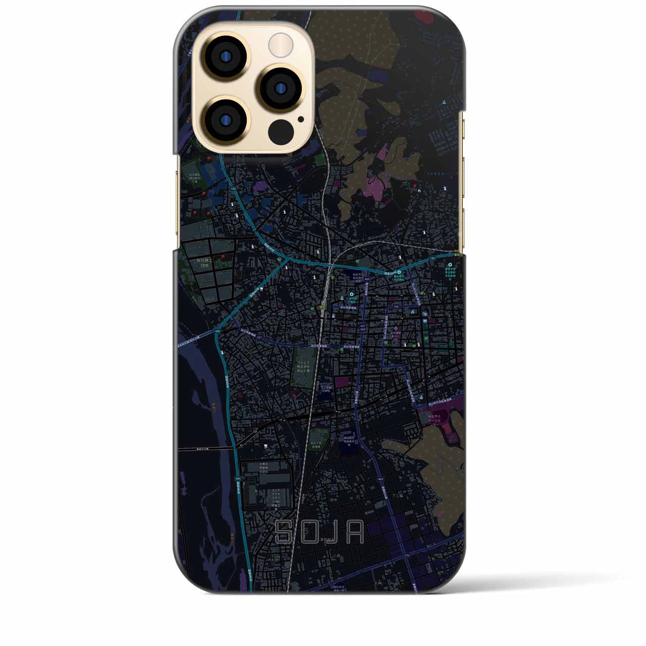 【総社(岡山県)】地図柄iPhoneケース(バックカバータイプ)