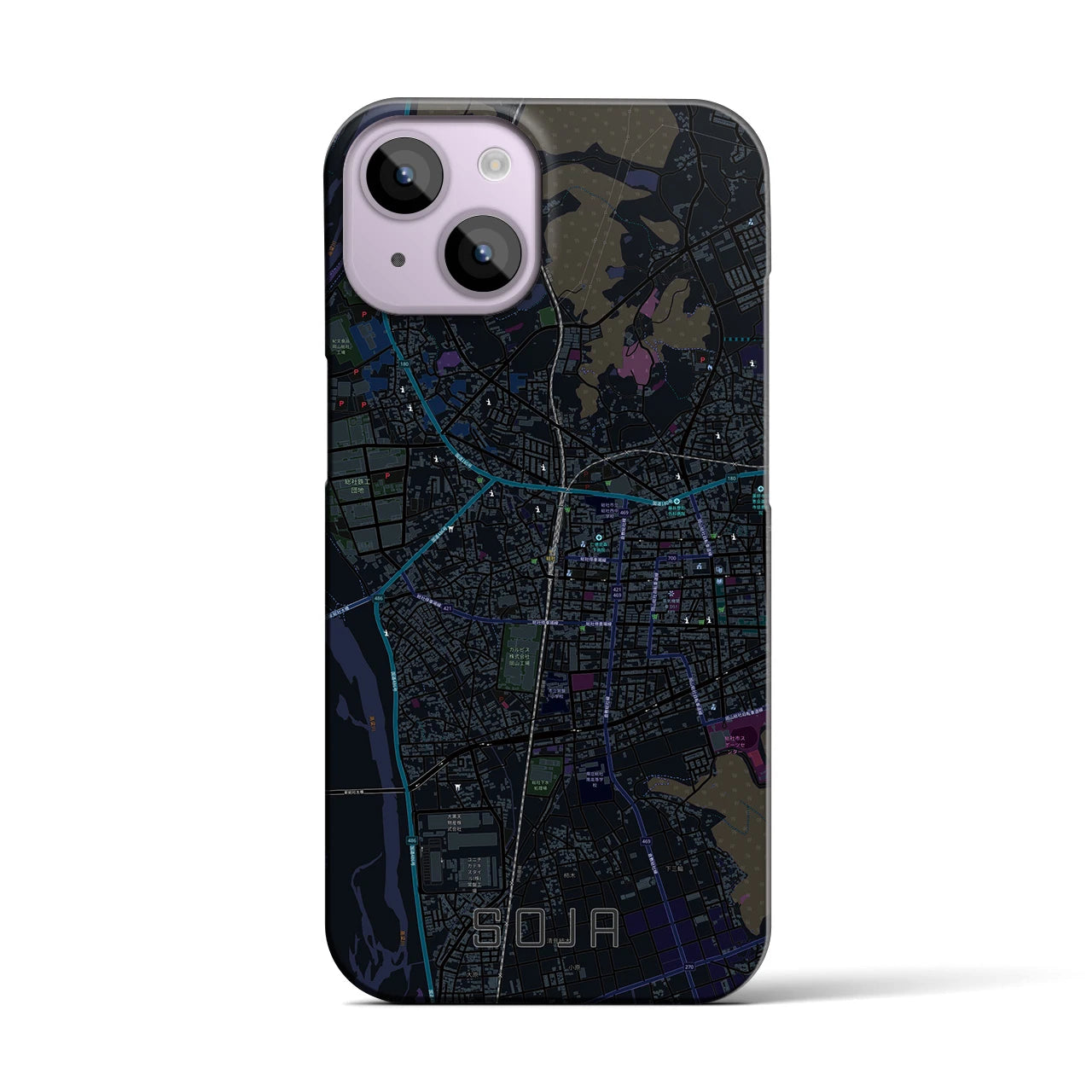 【総社(岡山県)】地図柄iPhoneケース(バックカバータイプ)