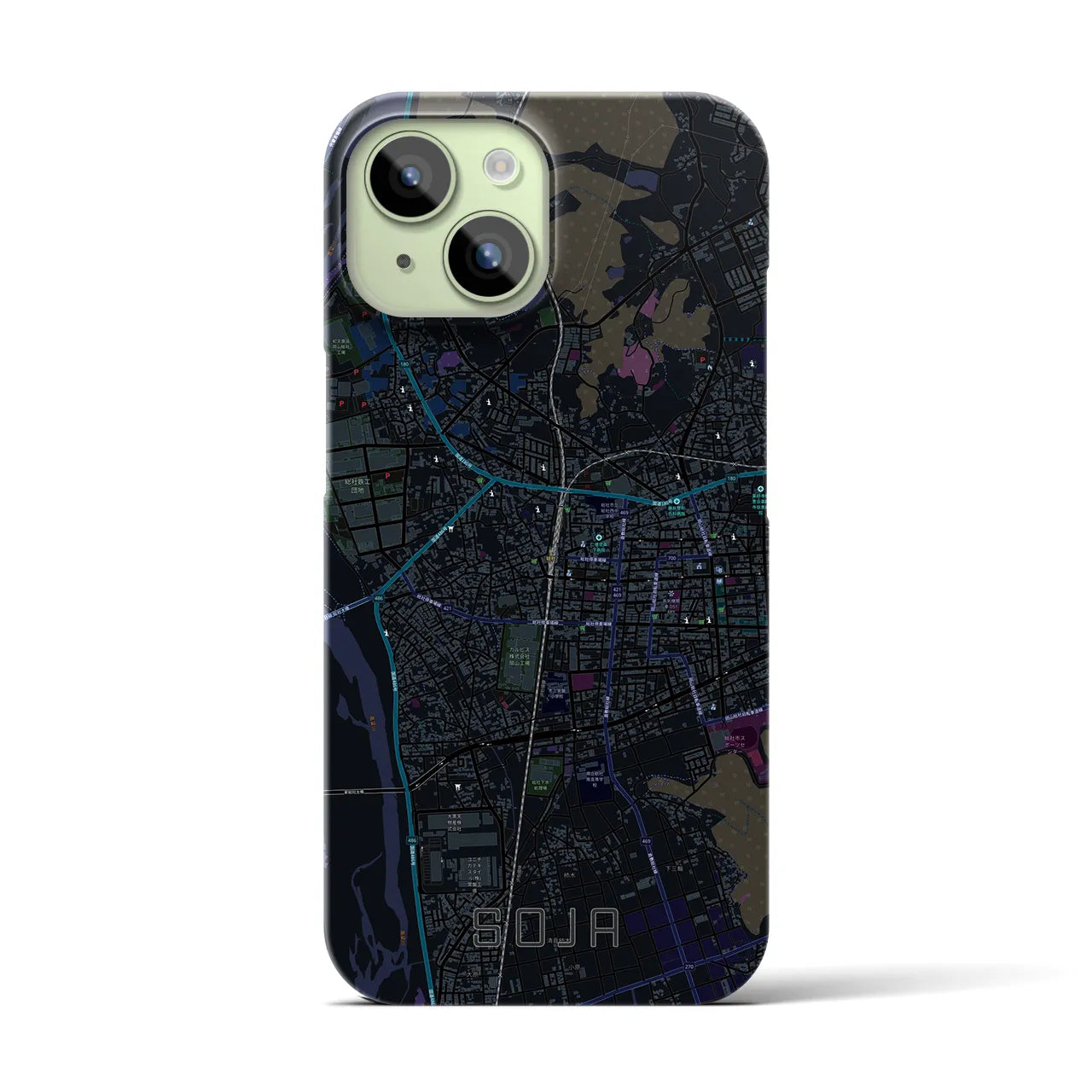 【総社(岡山県)】地図柄iPhoneケース(バックカバータイプ)