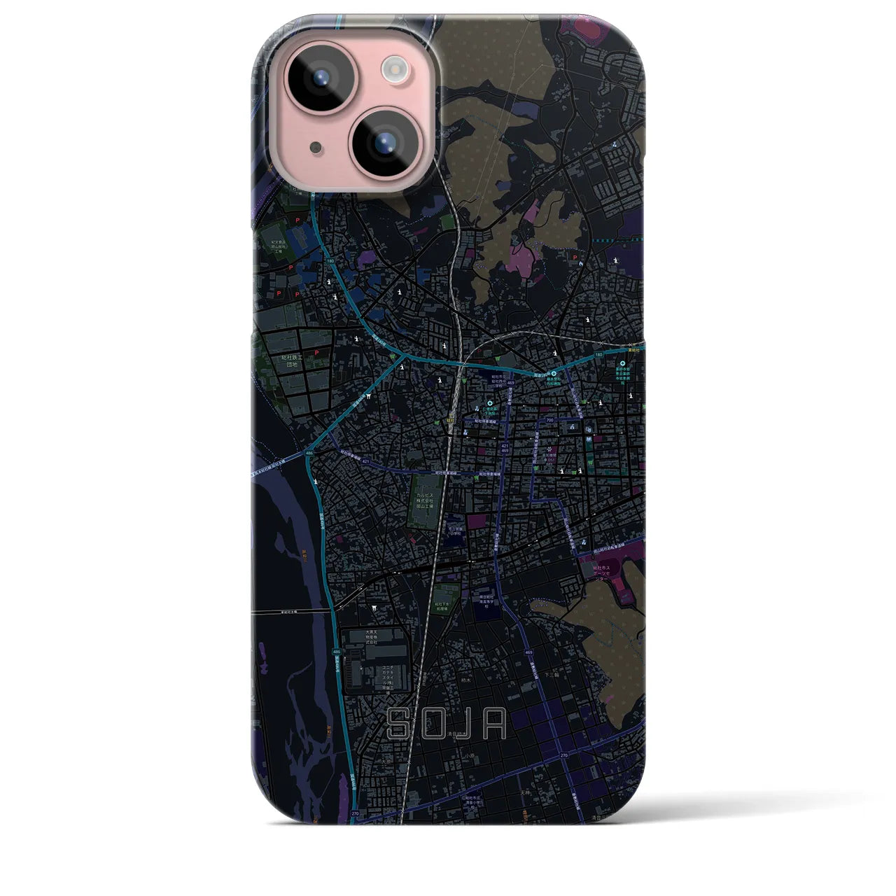 【総社(岡山県)】地図柄iPhoneケース(バックカバータイプ)