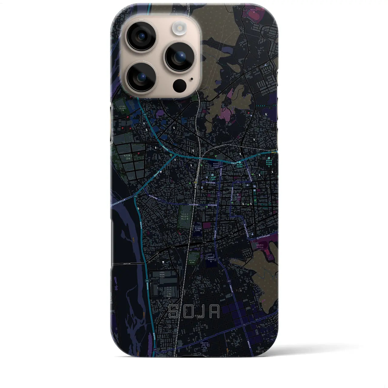 【総社(岡山県)】地図柄iPhoneケース(バックカバータイプ)