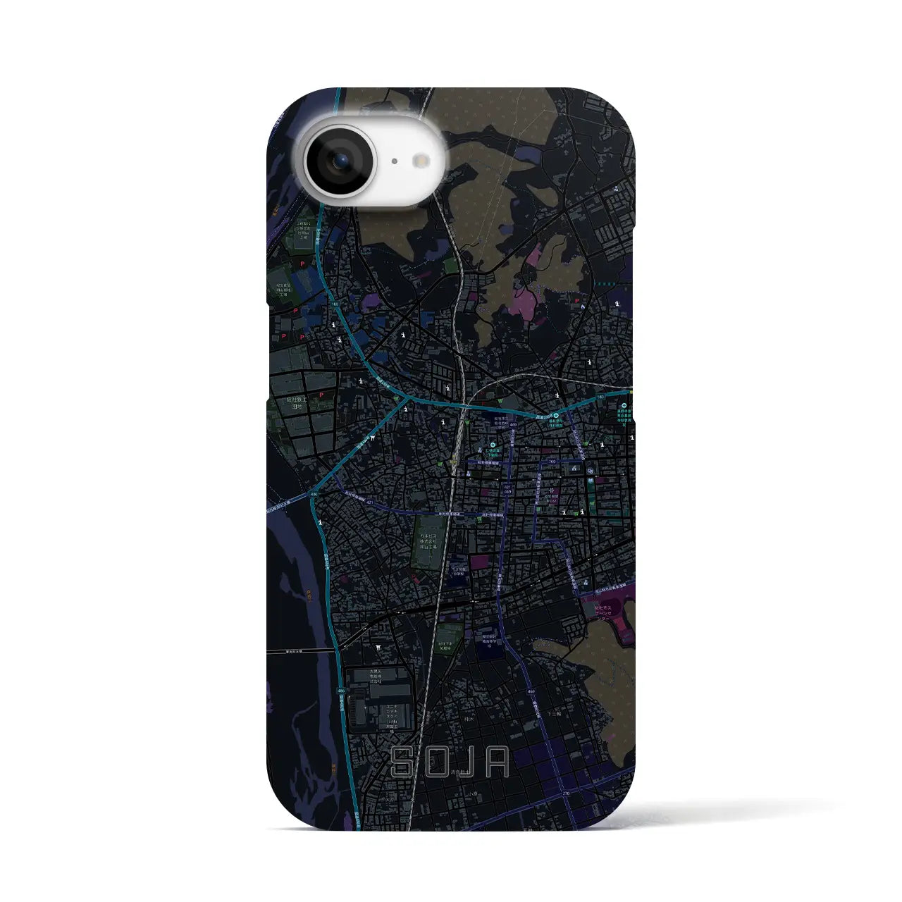 【総社(岡山県)】地図柄iPhoneケース(バックカバータイプ)