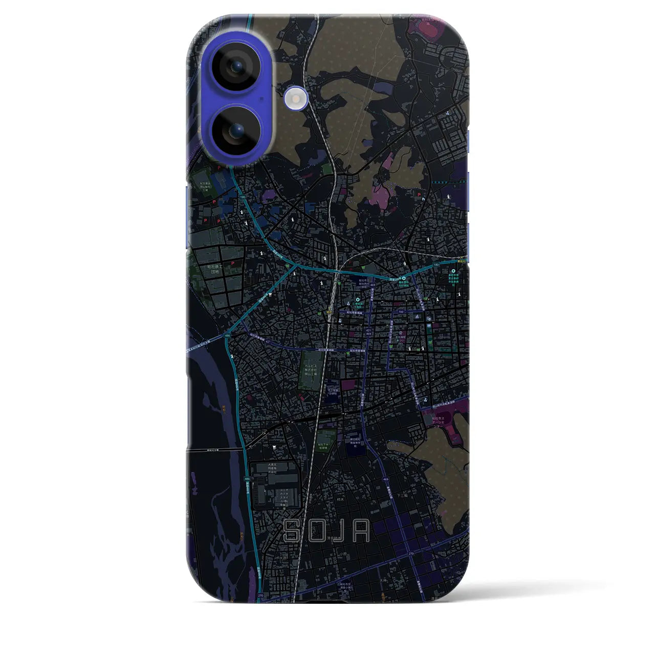 【総社(岡山県)】地図柄iPhoneケース(バックカバータイプ)