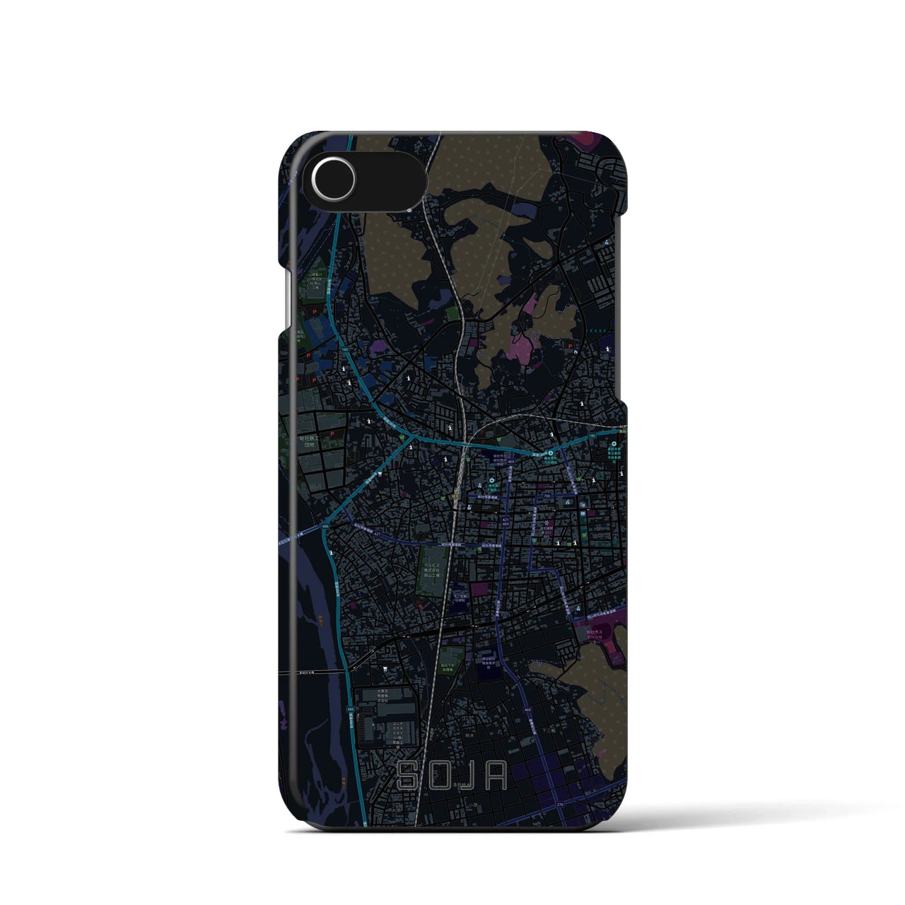 【総社(岡山県)】地図柄iPhoneケース(バックカバータイプ)