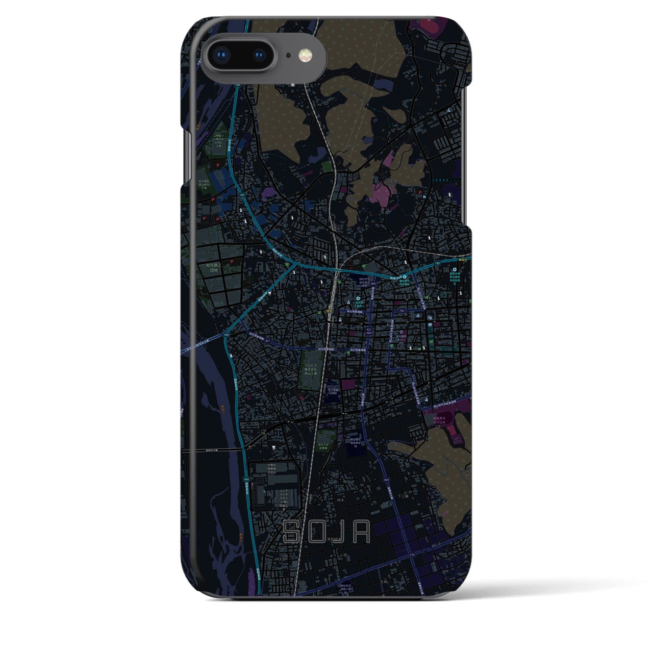 【総社(岡山県)】地図柄iPhoneケース(バックカバータイプ)