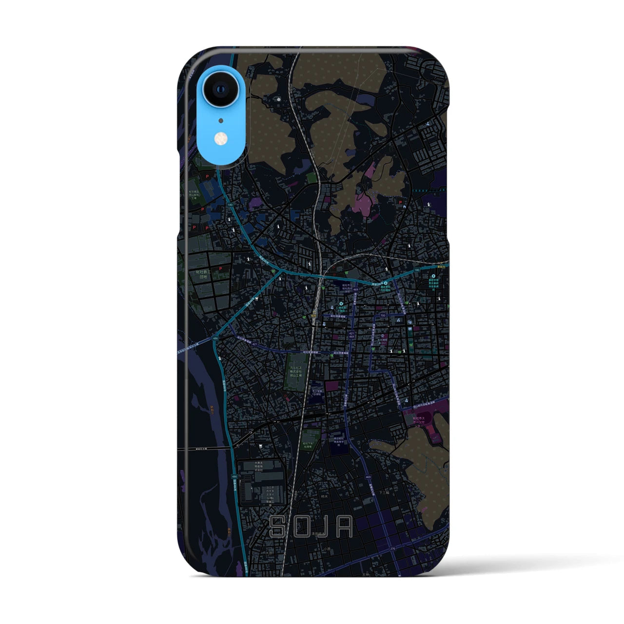【総社(岡山県)】地図柄iPhoneケース(バックカバータイプ)