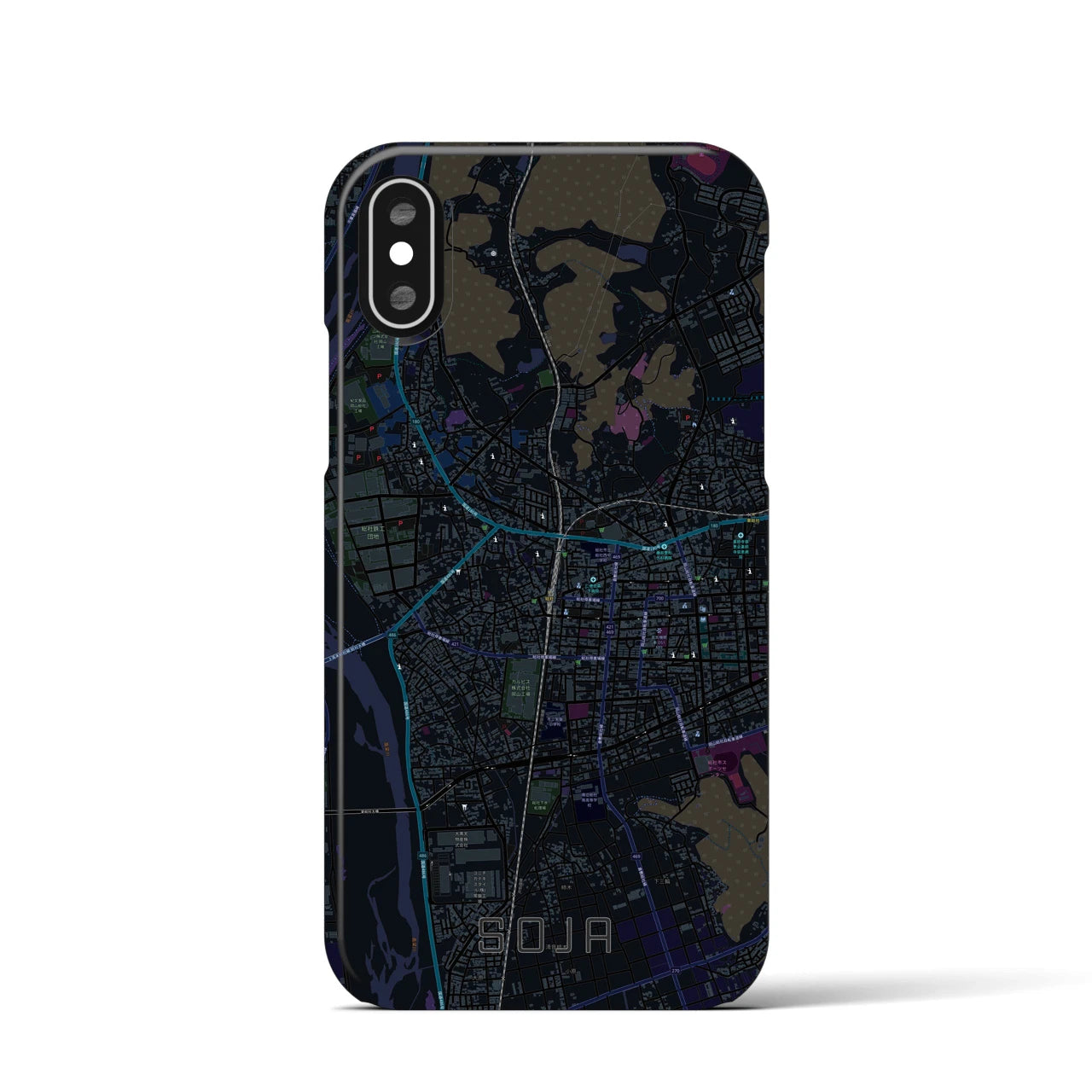 【総社(岡山県)】地図柄iPhoneケース(バックカバータイプ)